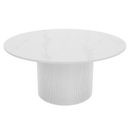 Dohányzóasztal, fehér márvány/MDF, átmérő 80 cm, MAHIR TYP 1