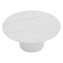 Dohányzóasztal, fehér márvány/MDF, átmérő 80 cm, MAHIR TYP 1