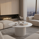 Dohányzóasztal, fehér márvány/MDF, átmérő 80 cm, MAHIR TYP 1