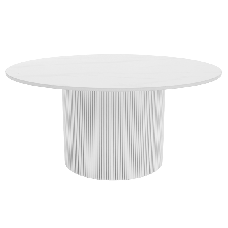 Dohányzóasztal, fehér márvány/MDF, átmérő 80 cm, MAHIR TYP 1