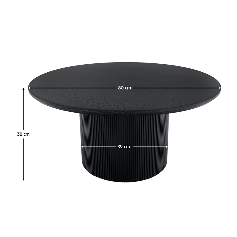 Dohányzóasztal, fekete, átmérő 80 cm, MAHIR TYP 2