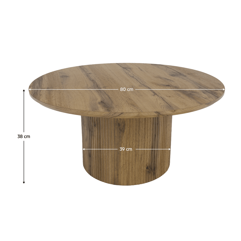 Dohányzóasztal, tölgy, átmérő 80 cm, MAHIR TYP 2