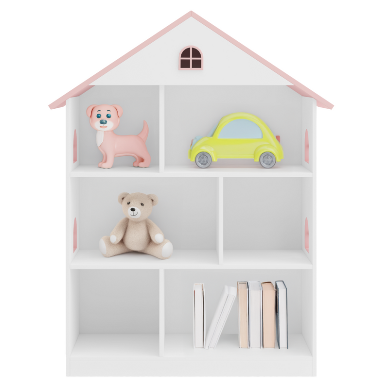Gyerek könyvespolc, fehér/rózsaszín, MAISON TYP 1