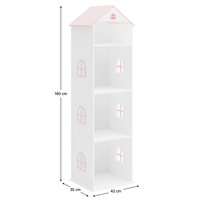 Gyerek könyvespolc, fehér/rózsaszín, MAISON TYP 2