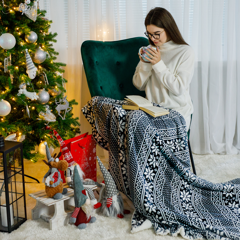 Kétoldalas bárány takaró, téli motívum, 150x200, MALENA