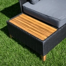 Kerti rattan szett, akácfa, fekete/szürke/természetes, MALKOM