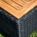 Kerti rattan szett, akácfa, fekete/szürke/természetes, MALKOM