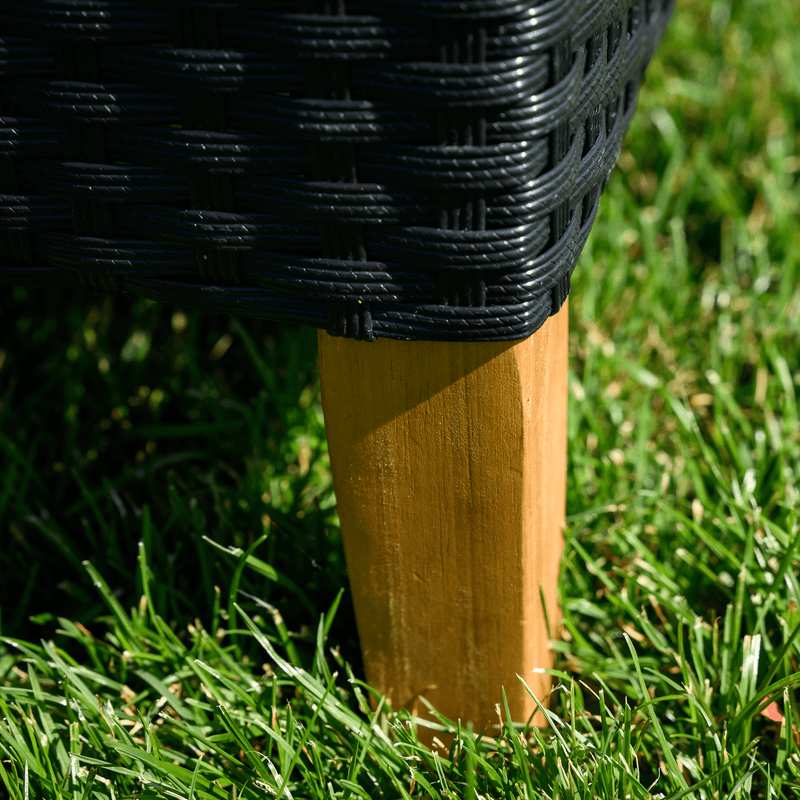 Kerti rattan szett, akácfa, fekete/szürke/természetes, MALKOM