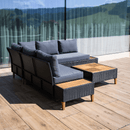 Kerti rattan szett, akácfa, fekete/szürke/természetes, MALKOM