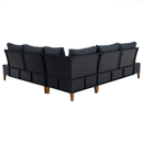 Kerti rattan szett, akácfa, fekete/szürke/természetes, MALKOM