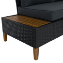 Kerti rattan szett, akácfa, fekete/szürke/természetes, MALKOM