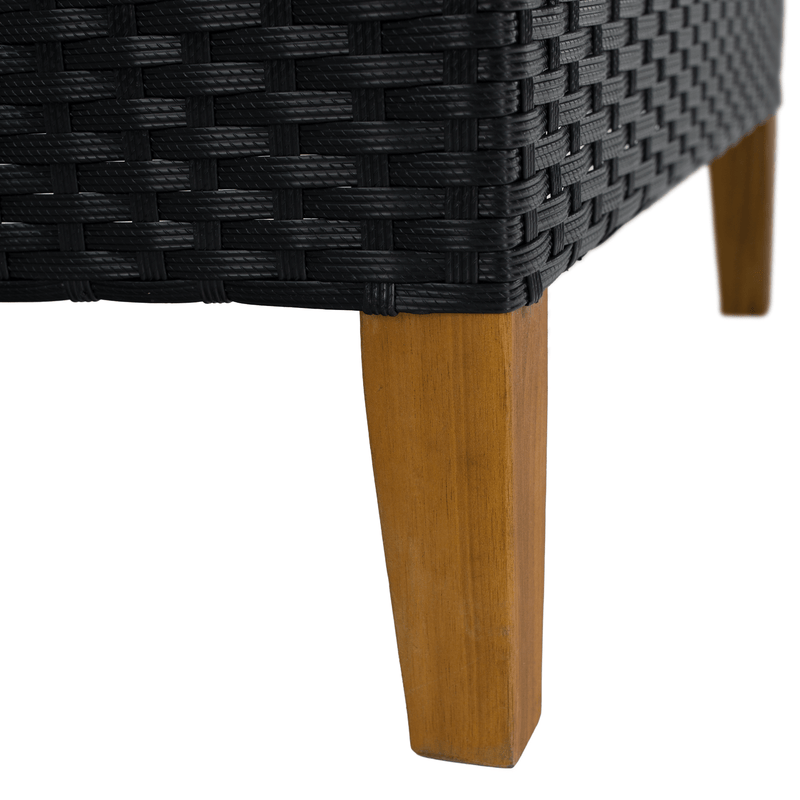 Kerti rattan szett, akácfa, fekete/szürke/természetes, MALKOM