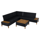 Kerti rattan szett, akácfa, fekete/szürke/természetes, MALKOM