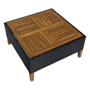 Kerti rattan szett, akácfa, fekete/szürke/természetes, MALKOM