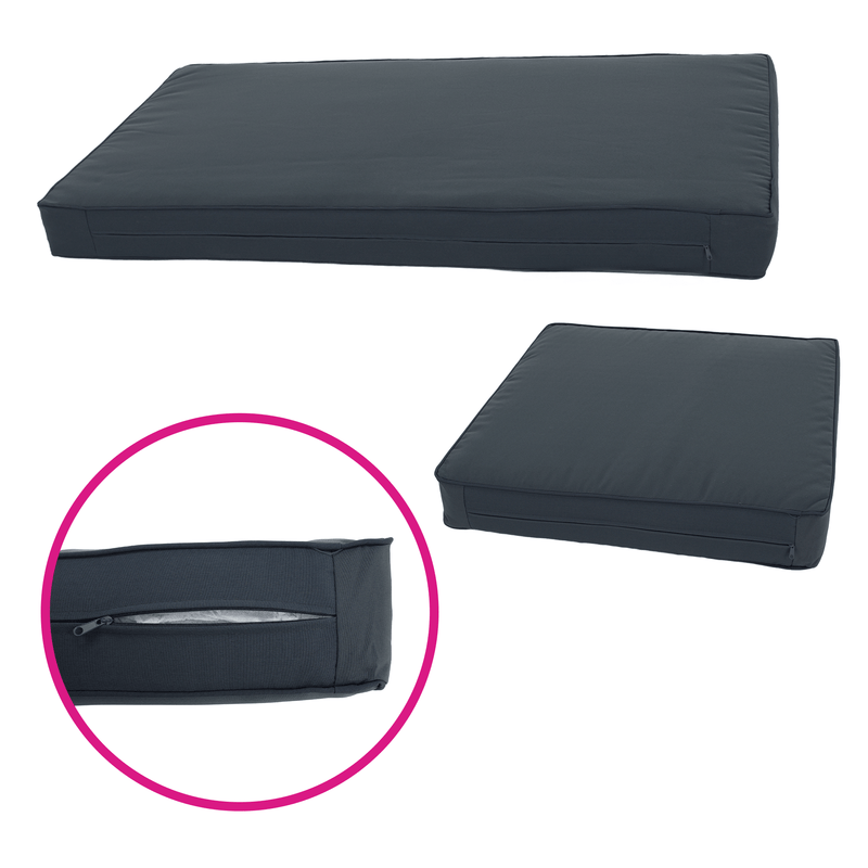 Kerti rattan szett, akácfa, fekete/szürke/természetes, MALKOM