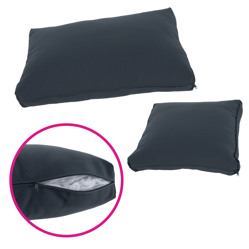 Kerti rattan szett, akácfa, fekete/szürke/természetes, MALKOM