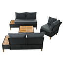 Kerti rattan szett, akácfa, fekete/szürke/természetes, MALKOM