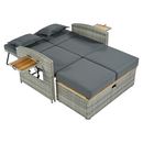 Kerti rattan heverő, szürke/természetes, MALORY