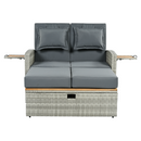 Kerti rattan heverő, szürke/természetes, MALORY