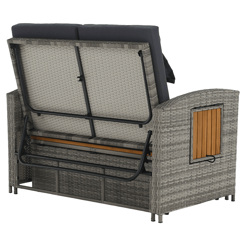 Kerti rattan heverő, szürke/természetes, MALORY