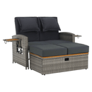 Kerti rattan heverő, szürke/természetes, MALORY