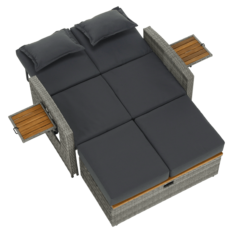 Kerti rattan heverő, szürke/természetes, MALORY