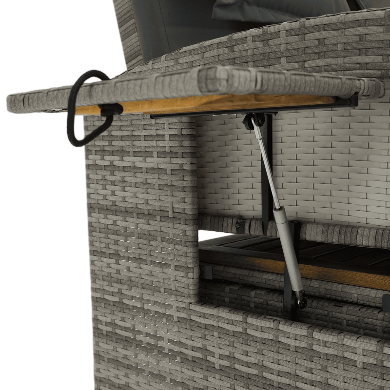 Kerti rattan heverő, szürke/természetes, MALORY