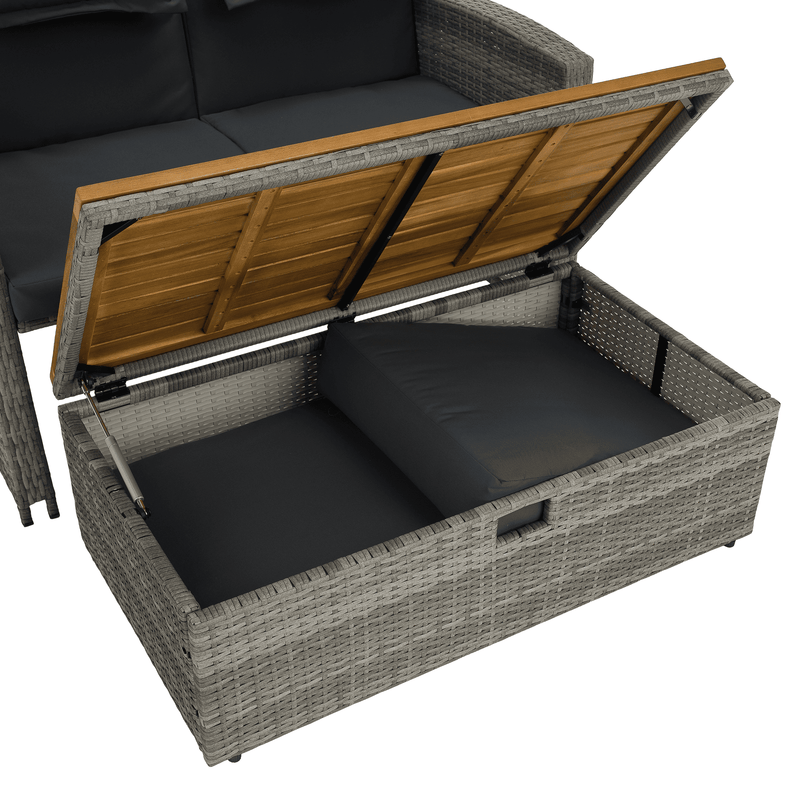 Kerti rattan heverő, szürke/természetes, MALORY