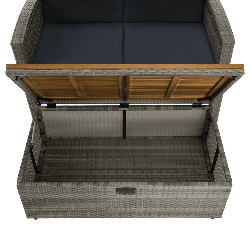 Kerti rattan heverő, szürke/természetes, MALORY