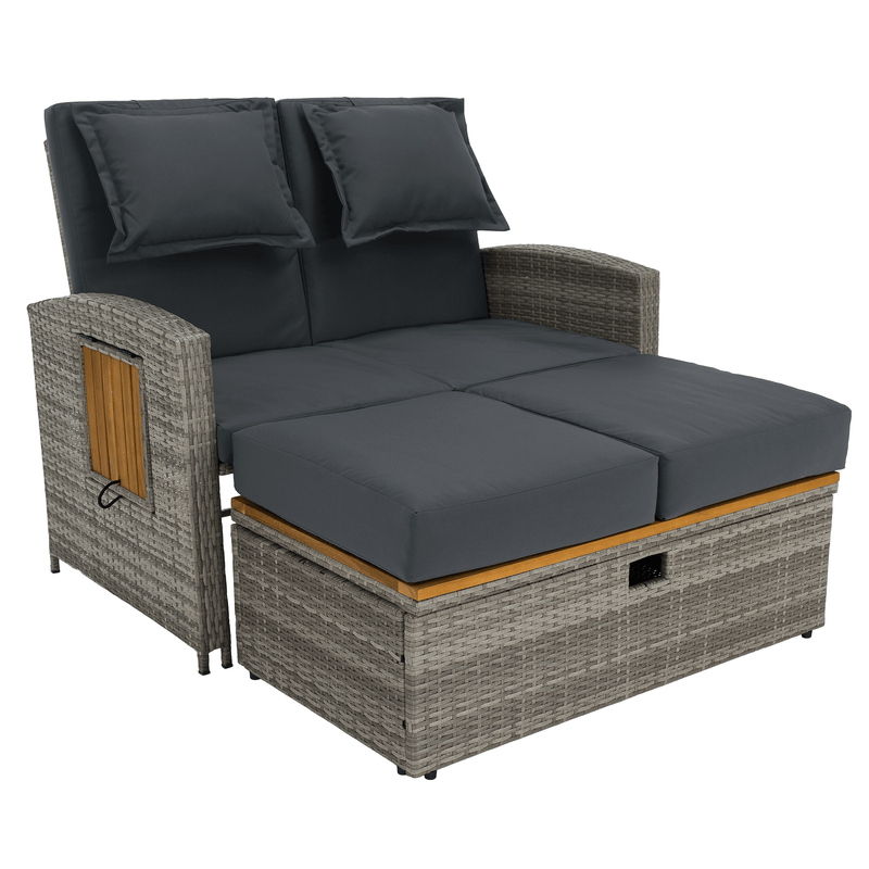 Kerti rattan heverő, szürke/természetes, MALORY