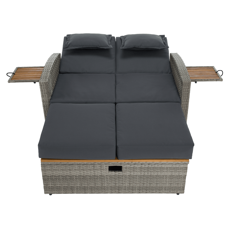 Kerti rattan heverő, szürke/természetes, MALORY