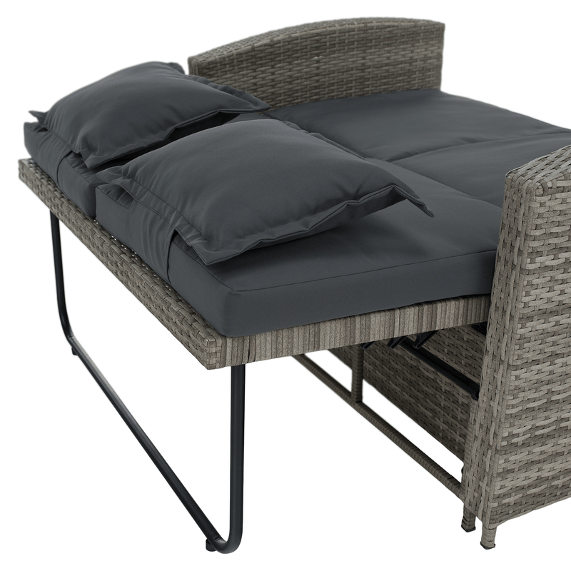 Kerti rattan heverő, szürke/természetes, MALORY