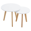 2 dohányzóasztal szett, fém, fehér/bükk, MALTO 2 NEW