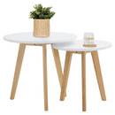 2 dohányzóasztal szett, fém, fehér/bükk, MALTO 2 NEW