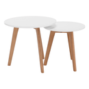 2 dohányzóasztal szett, fém, fehér/bükk, MALTO NEW