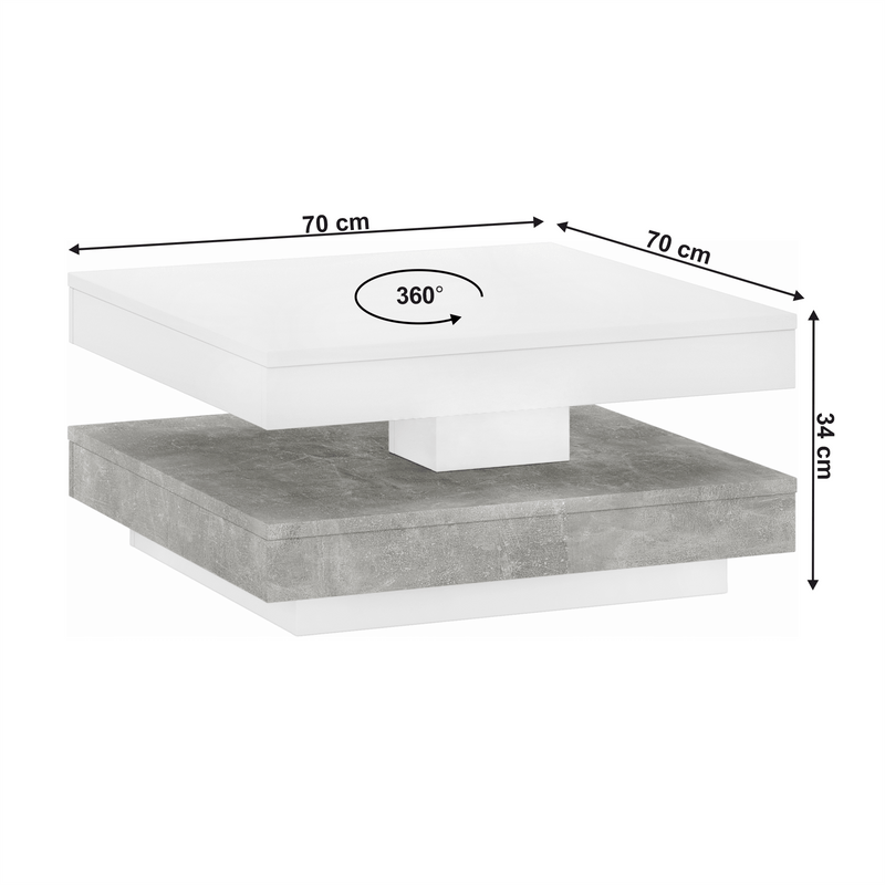 Dohányzóasztal, fehér/ beton, MANDY