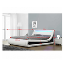 dupla ágy RGB LED világítással, fehér/fekete, 180x200, MANILA NEW
