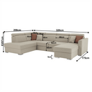 Luxus kivitelű ülőgarnitúra, bézs/téglavörös, balos, MARIETA U