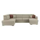 Luxus kivitelű ülőgarnitúra, bézs/téglavörös, balos, MARIETA U