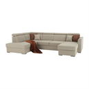 Luxus kivitelű ülőgarnitúra, bézs/téglavörös, balos, MARIETA U