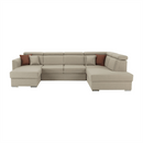 Luxus kivitelű ülőgarnitúra, bézs/téglavörös, jobbos, MARIETA U