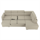 Luxus kivitelű ülőgarnitúra, bézs/téglavörös, jobbos, MARIETA U