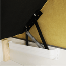 Luxus kivitelű ülőgarnitúra, sárga/barna párnák, balos, MARIETA U