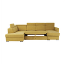 Luxus kivitelű ülőgarnitúra, sárga/barna párnák, balos, MARIETA U