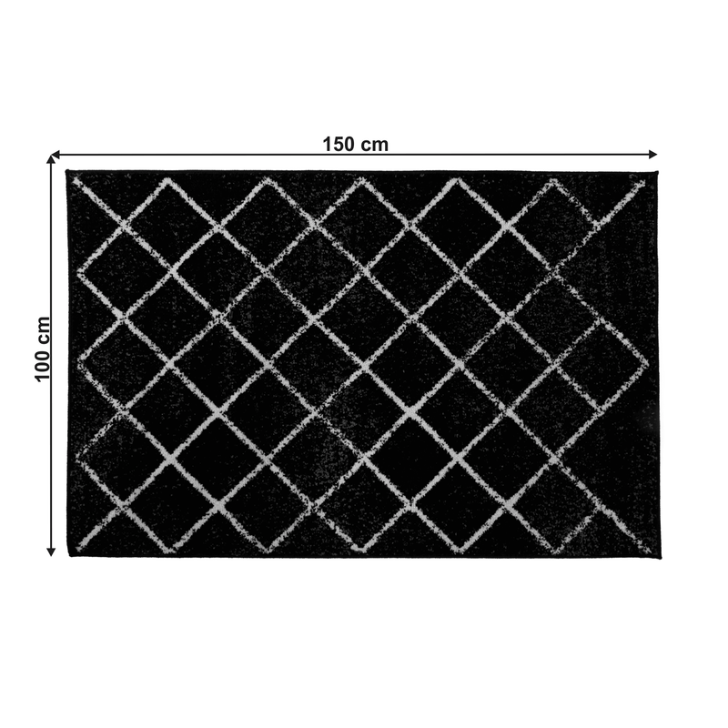 Szőnyeg, fekete/minta, 100x150  cm, MATES TYP 1