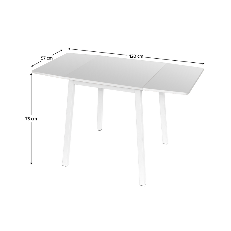 Étkezőasztal, MDF fóliázott/fém, fehér, 60-120x60 cm, MAURO