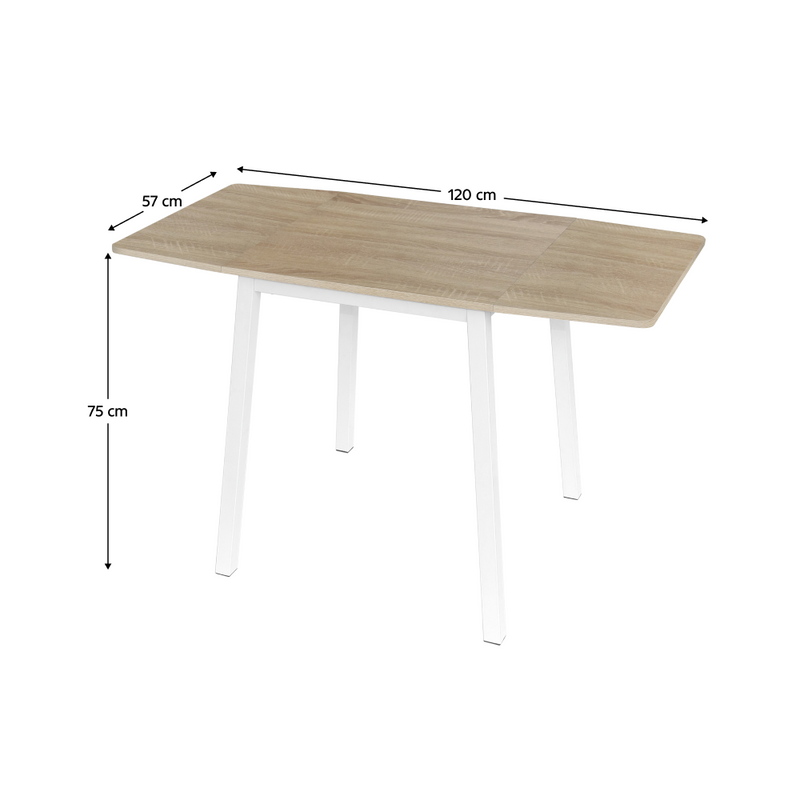 Étkezőszék, MDF fóliázott/fém, tölgy sonoma/fehér, 60-120x60 cm, MAURO