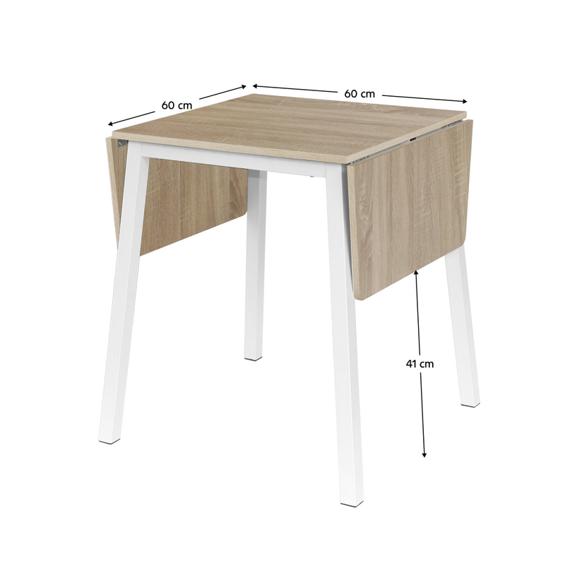 Étkezőszék, MDF fóliázott/fém, tölgy sonoma/fehér, 60-120x60 cm, MAURO