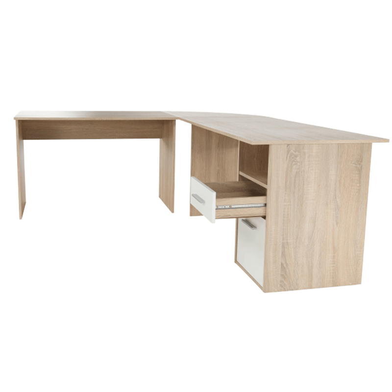 Sarok számítógépasztal, sonoma tölgyfa/fehér, MAURUS NEW MA11