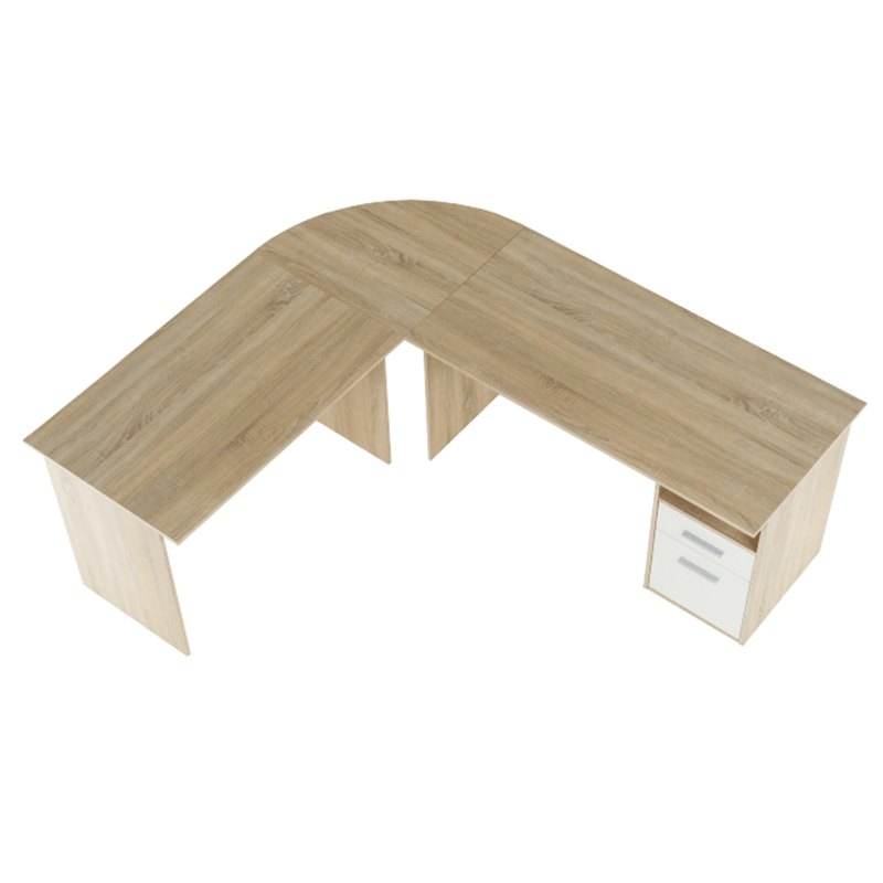 Sarok számítógépasztal, sonoma tölgyfa/fehér, MAURUS NEW MA11